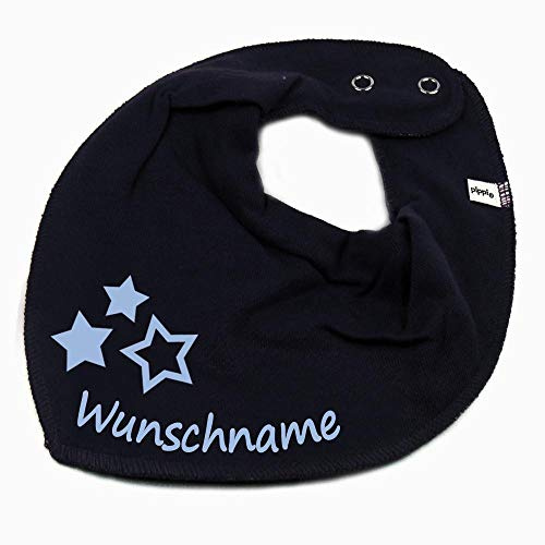 HALSTUCH mit Namen oder Text personalisiert für Baby oder Kind aus Baumwolle in Einheitsgröße 3 Sterne
