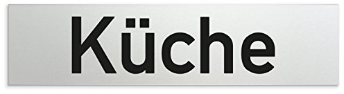 Kinekt3d Leitsysteme Schild/Türschild 160 x 40 x 1,5 mm - Aluminium Vollmaterial eloxiert - Oberfläche in geschliffener Edelstahloptik - 100% Made in Germany (Küche)