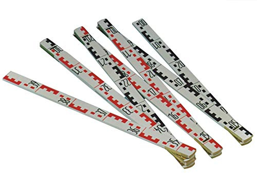 DEWEPRO® Spezial Nivellier-Gliedermaßstab 3m - Meterstab 300cm mit genauer Nivellierteilung schwarz/rot - Holzmeterstab, Zollstock in mm Duplexteilung auf der Rückseite