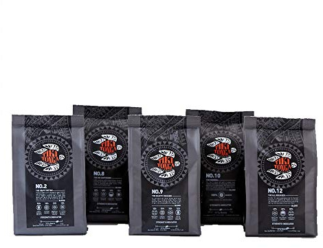 Tiki Tonga Coffee Roasters Full Team Taster Pack - All 5 Blends 227g of Roasted Coffee Filter/Ground (Blends #2, #8, #9, #10 and #12) (substitutions may occur)