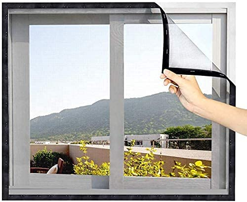 Eageroo DIY Fliegengitter Fenster selbstklebend Mückengitter Fliegennetz zuschneidbar Insektenschutzgitter mit Klettband 130cm X 150cm Schutz vor Mücken und Insekten