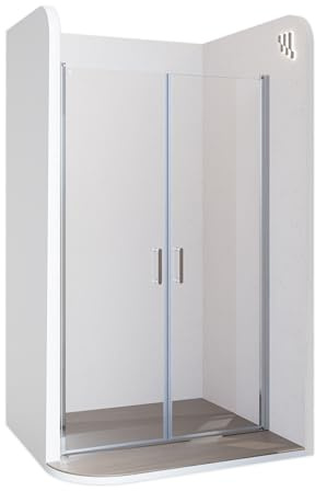 Moments of Glass Stella Duschtür 73x190 cm - Nischentür aus 6 mm ESG Sicherheitsglas mit Nanobeschichtung, Verstellbereich 73–76 cm, transparente Duschabtrennung für Badezimmer