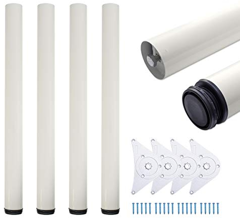 sossai® Premium Tischbeine TBWH | höhenverstellbar | Farbe: weiß | 4 Stück | Höhe: 71 cm (710 mm) einstellbar +2cm | Montagezubehör inklusive