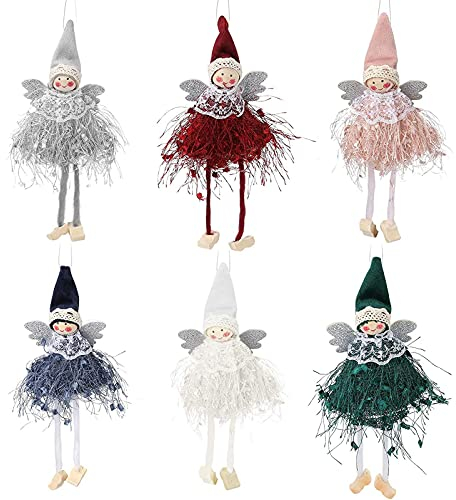 Sapin de Noël Pendentifs Suspendus Ornements Pendentif Ange de Noel Pendentif Décorations à Suspendre pour Sapin de Noël Décorations Suspensions pour Sapin de Noël pour Fête de Noël, 6 Pièces