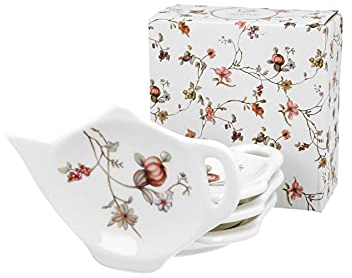 DUO FLORAL 4er-Set Teebeutelhalter SAFA New Bone China Porzellan