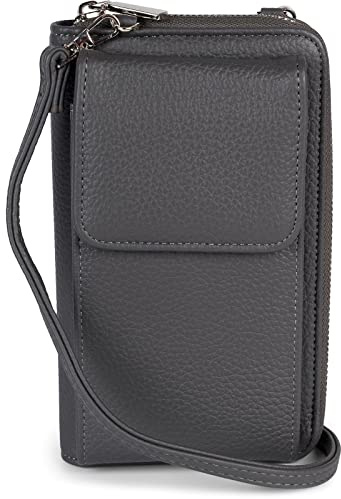 styleBREAKER Damen Mini Umhängetasche Handyfach RFID | 19x11x5,5 cm Crossbody-Bag, 8 Steckplätze für Bankkarten, 3 große Fächer, Münz-Zipper, 71-128 cm Gurt, für 6,5 Zoll.