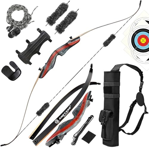 Takedown Recurvebogen 62 Bogen Erwachsene mit Bogenschießen Zubehör Holzgriff 20-50 lbs Jagdbogen Rechtshand Outdoor-Jagd für Erwachsene