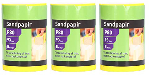 3Pcs Sandpaper Roll 80 Grit Ceramic Alumina Abrasive Polishing Woodworking Aluminum Oxide Sanding Paper Yellow for Plywood Furniture Textiles Paint Leather