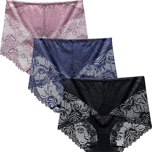 BLKDOTS slip donna vita alta pizzo confezione da 3, Multicolor, S