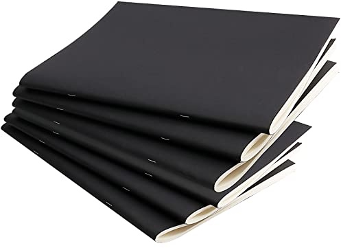 KOHAND Skizzenbuch, A3, schwarzes Softcover, 20 Blatt/40 Seiten, 120 g/m², blanko, Skizzenbuch für Skizzieren, Schreiben, Scrapbooking, 420 x 297 mm, 6 Stück