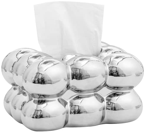 Anding Boîte à mouchoirs en céramique, cendrier, bougeoir, Vase, Salle de Bain, Dessus de vanité en céramique, décoration d'intérieur, étagère, Argent, Blanc, Or (A1105 Argent)