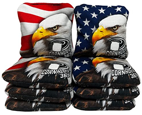 Cornhole365 Personalisierte Cornhole Bags - Premium Allwetterbeutel - Schweres Polyestergewebe - Harzfüllung - Doppelnähte - Premium Cornhole Bags - American Eagle - 8 Stück