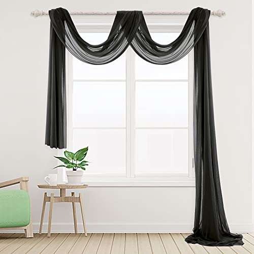 1 Stück Querbehang Freihanddeko Einfarbige Hochzeit Vorhang Deko Dekoschals Transparentem Voile Hochzeitsbogen Gardinen Tüll Vorhangschal für Fotografie Party Hochzeit Geburtstag Stil E 150x500 cm