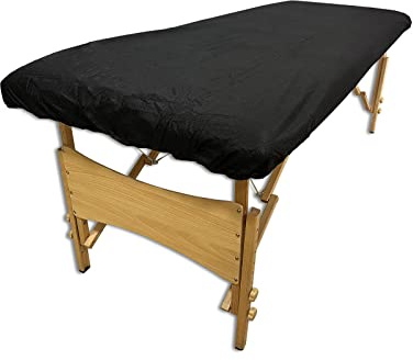 20 Stück Einweg Bettlaken Verstellbar 95x220 cm Schwarz | Kosmetikliege Bezug, Massageliege Auflage | Einweg Vliesstoff für SPA, Tattoo, Massagesalon, Kosmetikstudio Zubehör, Liegen Unterlage | 95 x 220 cm, Schwarz, Einweg-Bettlaken für Liegen