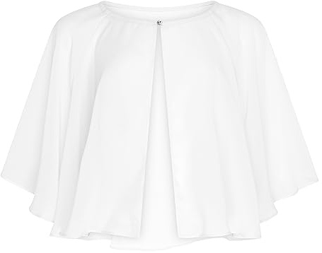 Bolerose Bolero Damen Chiffon Hochzeit Cape | Stola, Umhang, Schulterjäckchen, Strassknopf, Transparent, Offen Geschnitten, Einheitsgröße
