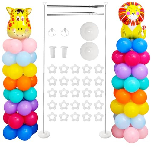 Voircoloria Balloon Stand Kit Set of 2, 7FT Adjustable Height Balloon Column Kit for Floor with Metal Telescopic Pillar for Halloween Thanksgiving Day New Years 2025 Gender Reveal Party Decorations