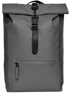 RAINS Rolltop Sac à dos imperméable avec rabat enroulable, pour homme et femme, gris, Regular