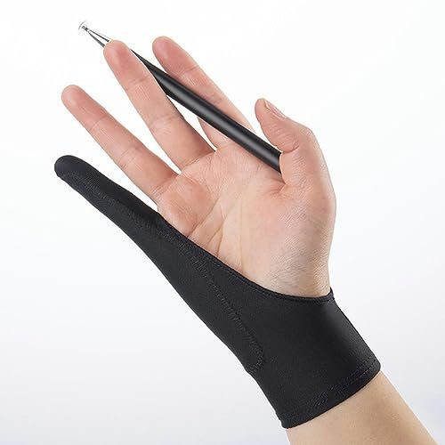 WANAM 1 x Künstlerhandschuhe zum Zeichnen von Papierkunst, Zeichnen, Zeichnen von Grafiken, Schwarz, mit einem Finger, 1 Stück
