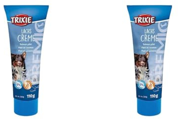 TRIXIE Hundeleckerli Premio Hunde-Lachscreme 110g - Premium Leckerlis für Hunde glutenfrei - ohne Getreide & Zucker, schmackhafte Belohnung für Training & Zuhause - 3178-1 (Packung mit 2)