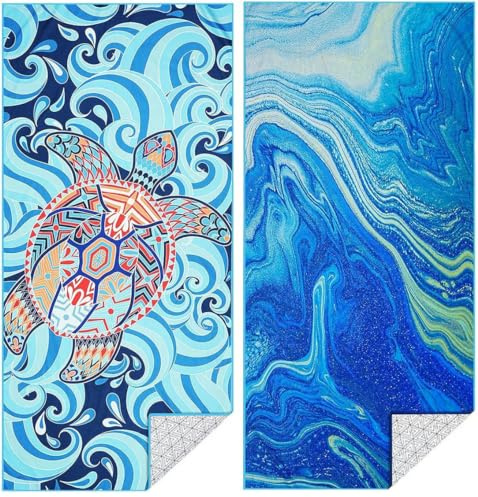 2 Set Strandtuch Groß 180×80 cm Microfaser Badetuch Strand Strandhandtuch | Strandtücher xxl Schnelltrocknend Strand Zubehör Beach Towel Mikrofaser Schnelltrocknendes Strandlaken Strandzubehör