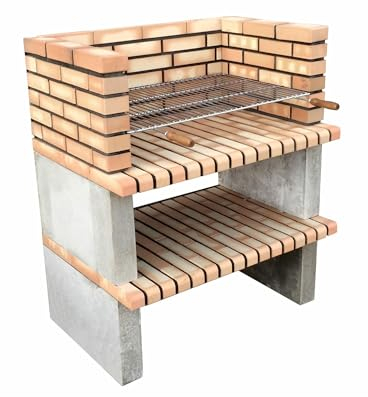 MOVELAR - Barbecue préfabriqué à bois et charbon en béton réfractaire modèle Paellero Grao 85 (Orange - 100 x 70 x 120 cm) REF: 3900 - Cuisine extérieure pour jardin ou patio