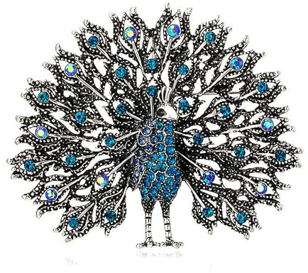GFM® Damen Pfau Damen Brosche Pin Große Größe mit Kristall und Strass - Weihnachten, Geburtstag, Muttertag, Valentinstag, Hochzeitstag
