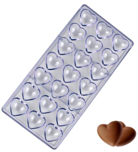 Heart Shape 3D Transparent Plastic Chocolate Mold - 21 Grid Candy Mold for Ice Cubes and Sweets