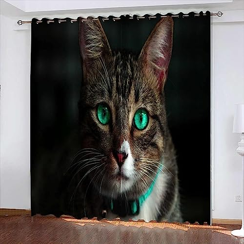 Kinder Vorhang Blickdicht Thermovorhang Tier Katze Gardinen Wohnzimmer Vorhänge Kinderzimmer Geräuschreduzierung Dekoration Für Schlafzimmer Wohnzimmer Küche Fenster 300 B X 280 H Cm-0R7B8A9U