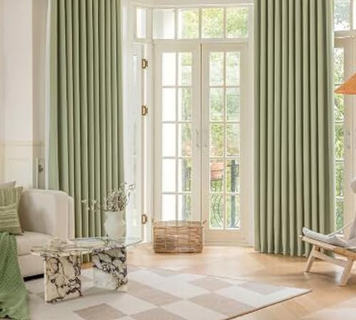 Bishilin Verdunklungsvorhänge mit Ösen 107x138CM, Gardinen Blickdicht 2er Set Jacquard Modern Einfarbig Minzgrün Vorhänge Verdunkelnd Schlafzimmer Kinderzimmer Jugendzimmer