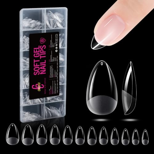 Mandel Kurze Nail Tips für Gelnägel - CHUCHU Nageltips PMMA Fake Nails Künstliche Nägel zum Aufkleben für Nagelverlängerung Nagel DIY, Auftragen von Nagellack 504 Stück 12 Größen