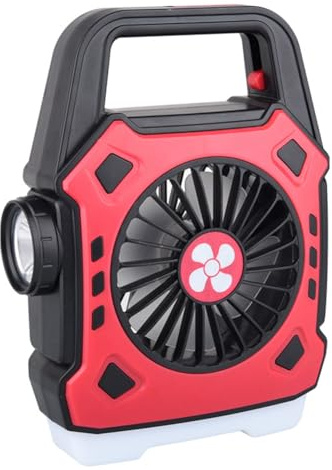 Kznifmk Ventilateur de Camping Portable avec Lumière Lampe de Poche Extérieure Multifonctionnelle Chargeur USB Suspendue Lumière Rouge