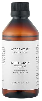 Art of Vedas Ksheerabala Thailam 450ml | Aceite ayurvédico clásico de masaje para cabeza y cuerpo | Fórmula auténtica con base de sésamo | Tamaño familiar para los rituales diarios de Abhyanga
