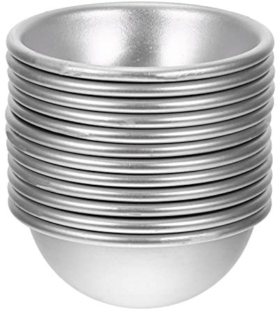 GLSTOY 12 Stück Halbrunde Formen Kugel Kuchen Backsalz Mini Aluminium Mini Seifen Badeformen Halbrunde Kugelformen Seifenpfanne Aluminiumlegierung