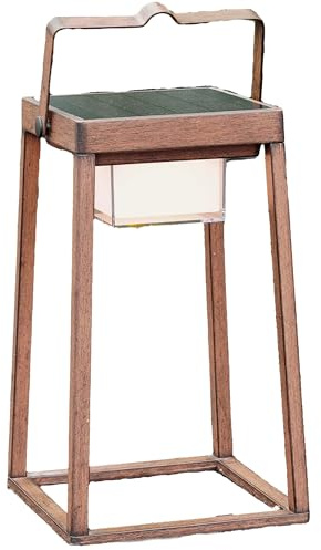 Verona Solarlaterne aus Aluminium, Beschichtung in Holzoptik, LED, Warmweiß, Höhe 30 cm