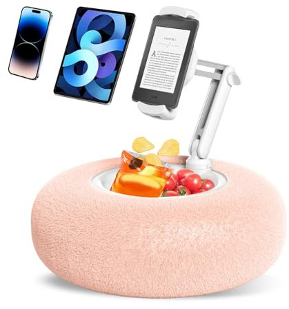 Dolsi Tablet Kindle Stand with Pillow & Snack Bowl, Adjustable for Bed with Detachable Bowl, 360 Adjustable Phone Holder, Ipad, Kindle, Tablet, Iphone, Google, for Him Her