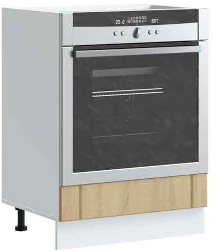 WIFESE Herdumbauschrank Schubladenschrank Küchenunterschrank Küchenzeile Küche Organizer Küchenmöbel Aufbewahrungsschrank Sonoma-Eiche 60x46x81,5 cm Holzwerkstoff