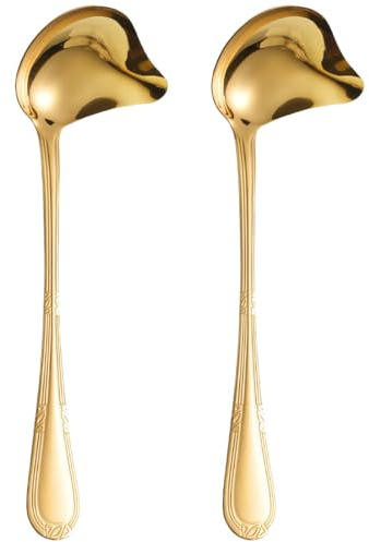 NHQZ 2 Piezas Cucharón Pequeño para Salsas, Acero Inoxidable Cucharón De Salsa, Cucharón De Sopa con Boquilla, Cazo para Salsa, Cuchara para Conservas Cuchara, Para Sopas, Salsas, Condimentos