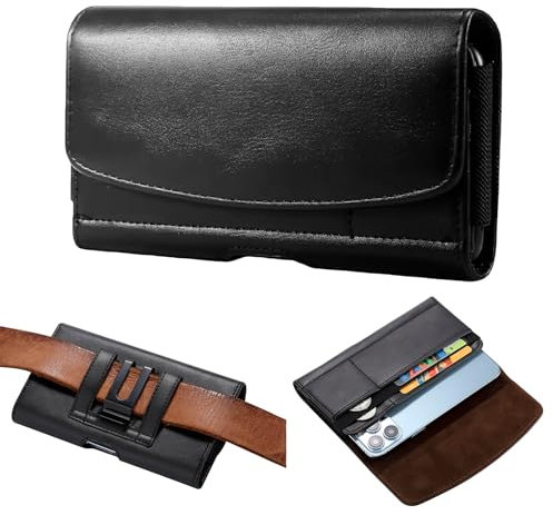 Porta Cellulare da Cintura in Vera Pelle per Smartphone, Sacchetto Porta Cellulare per Samsung Galaxy S24 S23 S22 S21, Pochette Ceinture Homme per Telefono per iPhone 15 14 13