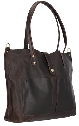 Corno d´Oro Handmade Shopper Tasche Damen aus Premium Leder mit integriertem Taschenorganizer | Große Umhängetasche mit breitem Schultergurt I Vintage Schultertasche Juana