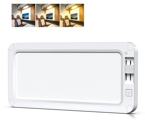 Kriogor KFZ Deckenleuchte 12V mit Schalter, 10W 410LM Wohnmobil Leuchte 12V, 3 Lichtmodi, Helligkeiten Dimmbar KFZ Innenraumbeleuchtung für Camper, Boot, 96 LED