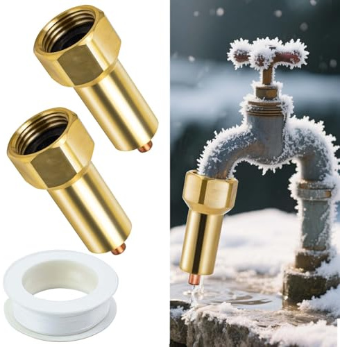 2PCS Outdoor Faucet Freeze Protection, Freeze Prevention Valve Winter Faucet Freeze Protector Spigot Anti Freeze Faucet Valve Outdoor Faucet Protector for 3/4 Inch Thread with 1 Roll Teflon Tape