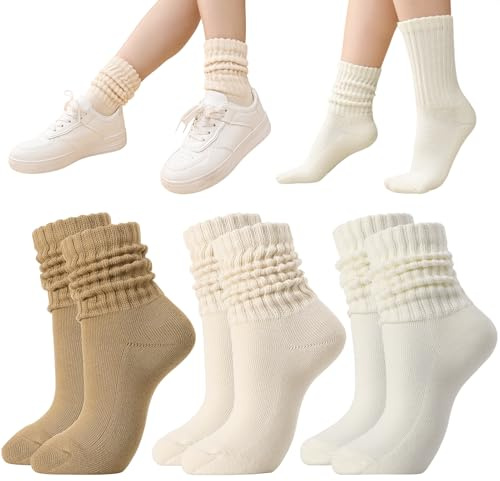 Utensilsto 3 Paar Slouch Socken Damen 35-41 Weiche Winter Thermosocken | Wadensocken aus 85% Baumwolle,lange Rippen,einfarbig,Stricken,Wärme,für Damen,Mädchen,für Sport zu Hause und im Freien