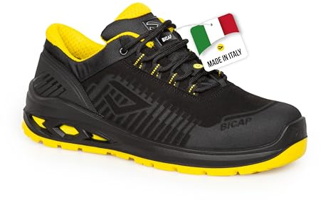 Bicap Scarpe Antinfortunistiche Uomo Donna Aikido S3S, Puntale in Alluminio, Lamina Zero Perforation, Suola PU Bidensità, Supporto BI-Balanced, Traspiranti, Leggere, Settore Logistica, Taglia 36/48