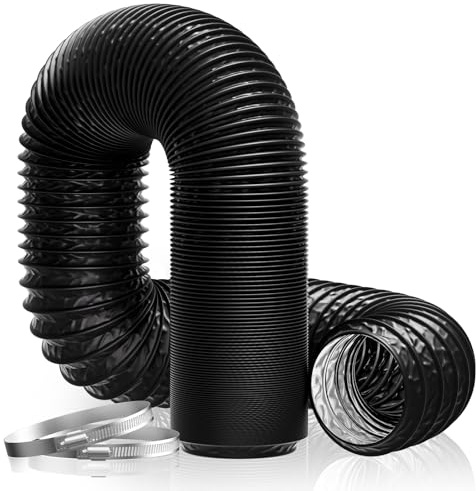 Hon&Guan Tuyau d'évacuation de 75 mm de diamètre - 5 m - En PVC - Avec 2 colliers de serrage - Pour chauffage d'appoint, ventilateur d'extraction, hotte aspirante, système de ventilation, noir