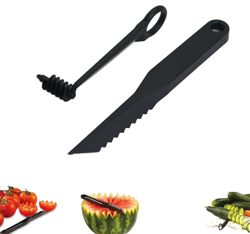 Kitchen Spiral and V-Shaped Tools, Spiral Slicer,V Shaped Garnishing Zigzag Decorative Fruits Vegetables Slicer Tool,Suitable for Cutting Watermelon, Cucumber, Zucchini, Potato, Etc