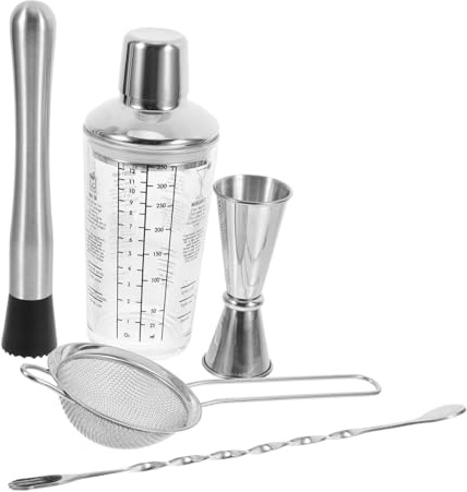 LABRIMP Shaker et Mesure Précise à Cocktail 350ml Poignée Confortable en Verre Acier Inoxydable et Silicone, Maison Cafés