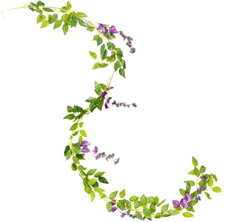 LSNNMU Artificial Hanging Flowers 2 Pcs 1.8m Flower String Artificial Wisteria Vine Garland Plants Foliage Outdoor Home Trailing Fake Hanging Wall Decor(Color 1)