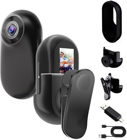 OBEST Mini Camara Deportivas Cámara Acción 360 Bodycam Camara Moto Magnética 1080P, Camera POV Vlog Gran Angular 150°, DV Action CAM Corporal Video para Registros Diarios Actividades al Aire Libre