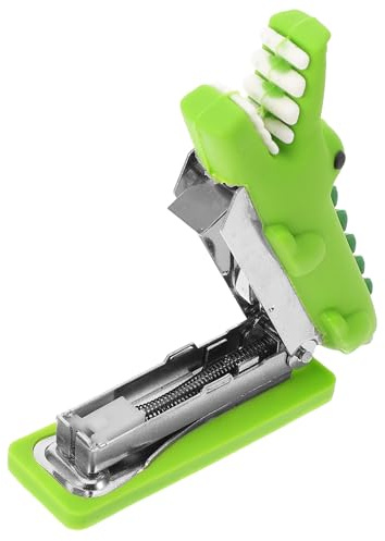 SUPVOX Grapadora de Oficina Manual Portátil Pequeña Diseño de Cocodrilo, Color Verde, para Escritorio y Estudio, Grapadora de Moda Práctica para Uso Escolar y Hogar