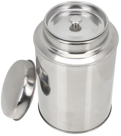 SUPVOX Large Stainless Steel Tea Storage Canister with Airtight Lid, Multipurpose Metal Tea Caddy for Loose Leaves, Kitchen Food Storage Jar for Coffee Beans Snacks & Dry Goods